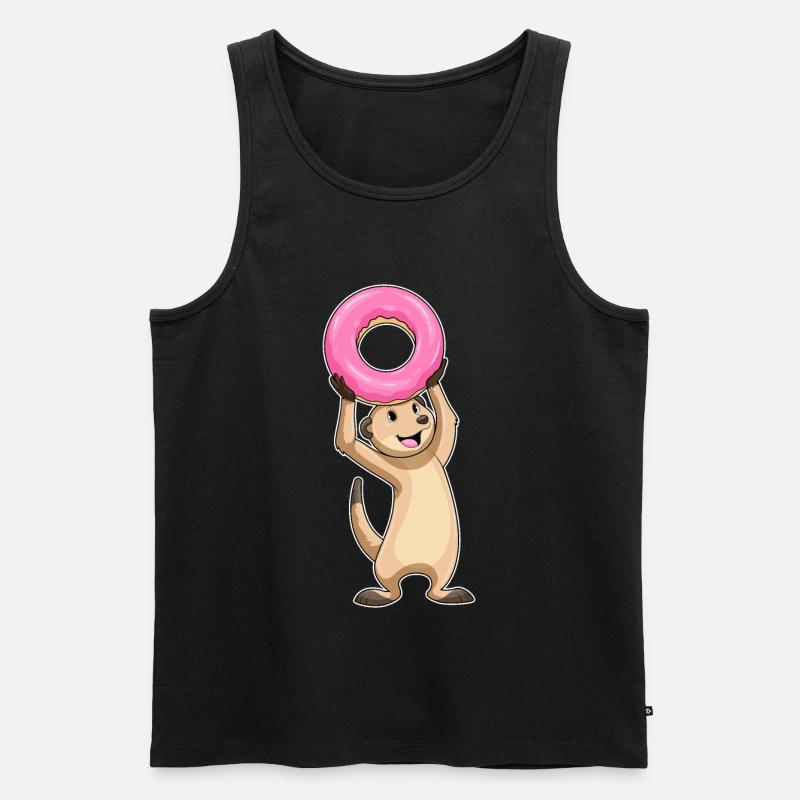 Erdmännchen mit Donut - Männer Premium Bio Tank Top - Schwarz