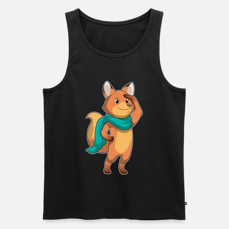 Fuchs mit Schal - Männer Premium Bio Tank Top - Schwarz