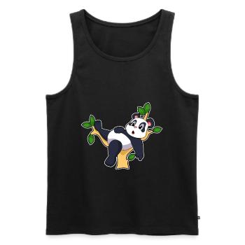 Panda Zweig - Männer Premium Bio Tank Top - Schwarz - Vorne - AI Model Male 178 light (178cm)