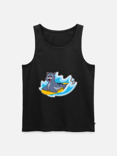 Seal Surfing Surfboard Summer - Men's Premium Organic Tank Top - black