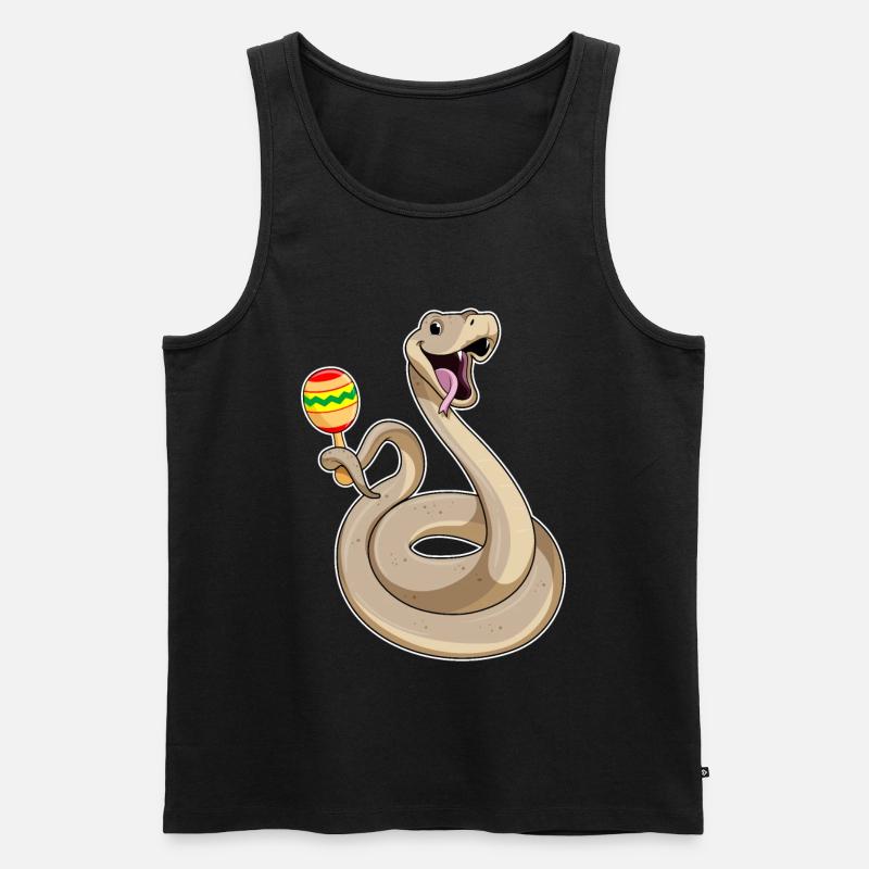 Schlange als Musiker mit Rassel - Männer Premium Bio Tank Top - Schwarz