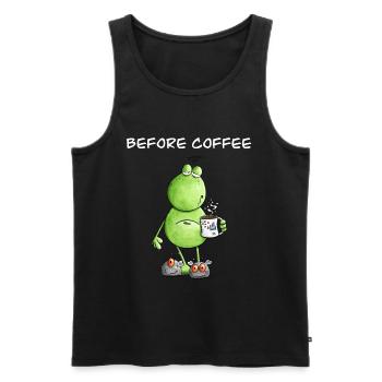 Before Coffee I Morning Grouch Frog I Coffee - Men's Premium Organic Tank Top - black - Front - AI Model Male 178 light (178cm)