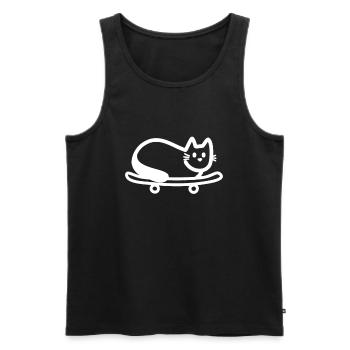 Chat sur skateboard - Débardeur bio Premium Homme - noir - Devant - Michal (187cm)