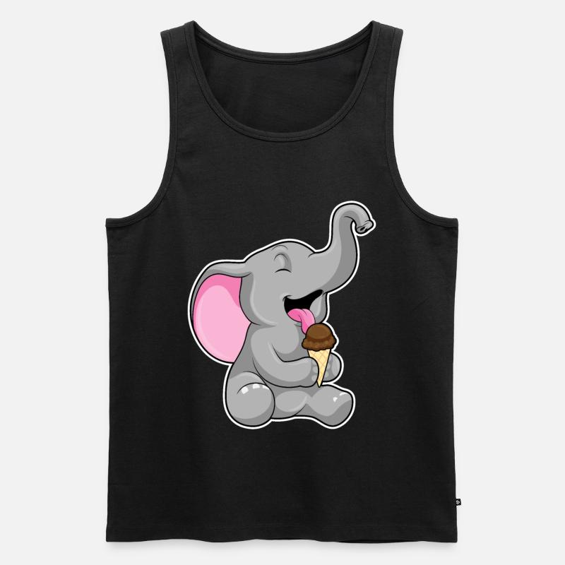 Elefant mit Schoko Waffeleis - Männer Premium Bio Tank Top - Schwarz