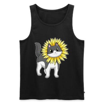Tournesol chat - Débardeur bio Premium Homme - noir - Devant - Michal (187cm)