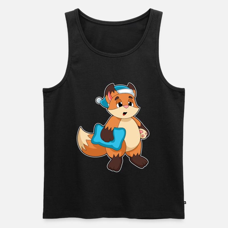 Fuchs mit Schlafmütze - Männer Premium Bio Tank Top - Schwarz