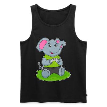 Elephant Gamer Controller - Men's Premium Organic Tank Top - black - Front - Michal (187cm)