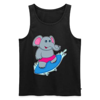 Elephant Surfing Surfboard Summer - Men's Premium Organic Tank Top - black - Front - Michal (187cm)