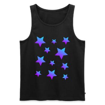 Sterne Sternenpaket Blau-lila - Männer Premium Bio Tank Top - Schwarz - Vorne - AI Model Male 178 light (178cm)