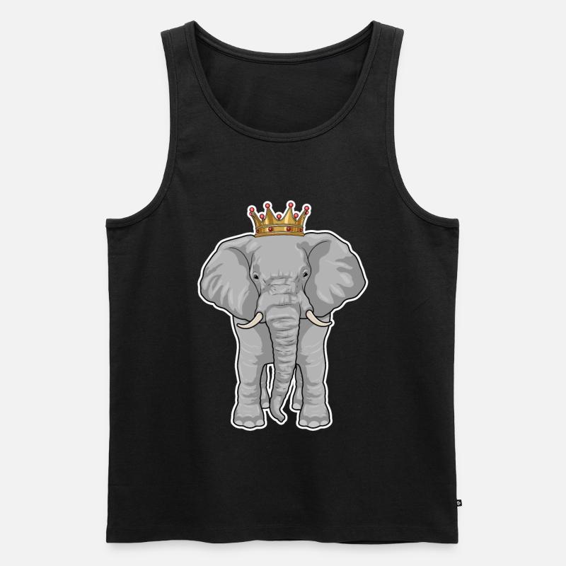 Elefant König Krone - Männer Premium Bio Tank Top - Schwarz
