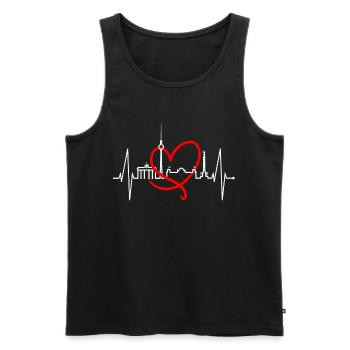 Berlin Skyline Heartbeat Heart Love Love Berliners - Men's Premium Organic Tank Top - black - Front - AI Model Male 178 light (178cm)