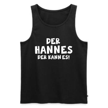 Der Hannes der kann es ! - Männer Premium Bio Tank Top - Schwarz - Vorne - AI Model Male 178 light (178cm)