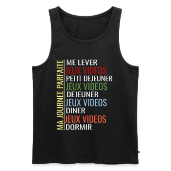 Jeux vidéos ma journée parfaite - Débardeur bio Premium Homme - noir - Devant - Michal (187cm)