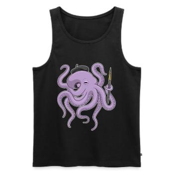 Octopus Painter Brush Painting - Men's Premium Organic Tank Top - black - Front - AI Model Male 178 light (178cm)