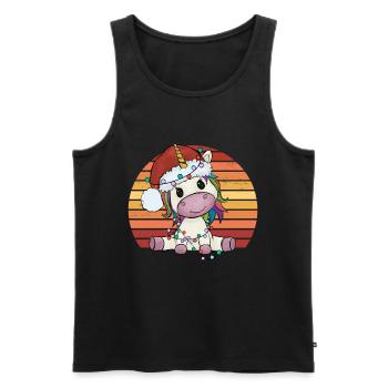 Weihnachtseinhorn Einhorn Einhornpyjama Geschenk - Männer Premium Bio Tank Top - Schwarz - Vorne - Michal (187cm)