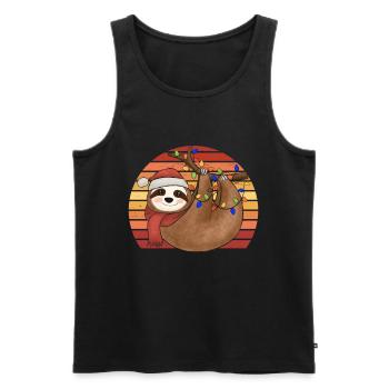 Faultier Lichterkette Weihnachtspyjama Weihnachten - Männer Premium Bio Tank Top - Schwarz - Vorne - AI Model Male 178 light (178cm)