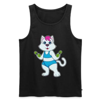 Cat Bodybuilder Dumbbell Bodybuilding - Men's Premium Organic Tank Top - black - Front - Michal (187cm)