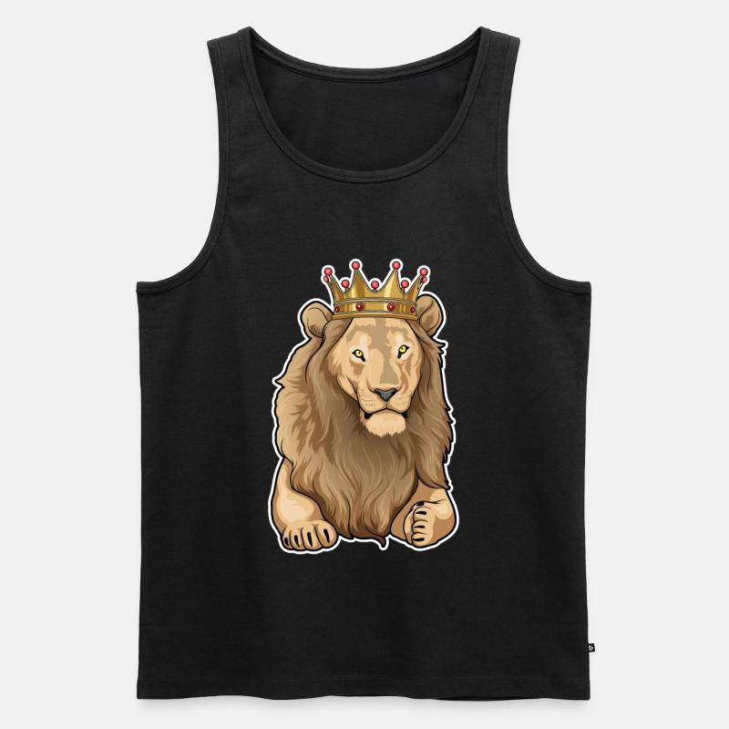 Löwe Krone - Männer Premium Bio Tank Top - Schwarz