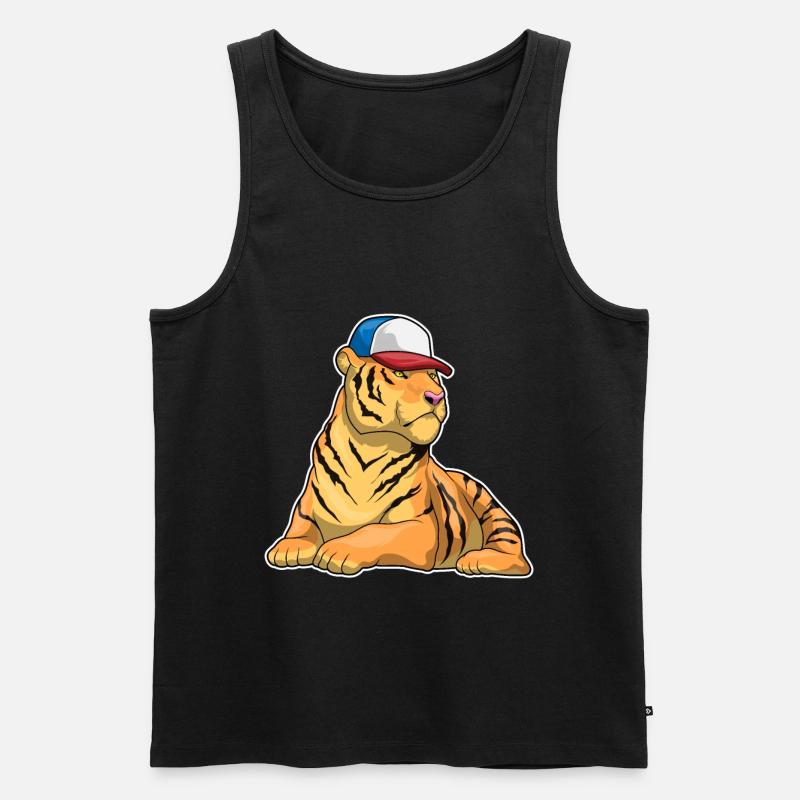 Tiger Cap - Männer Premium Bio Tank Top - Schwarz