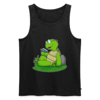 Turtle Nerd Book Glasses - Men's Premium Organic Tank Top - black - Front - Michal (187cm)