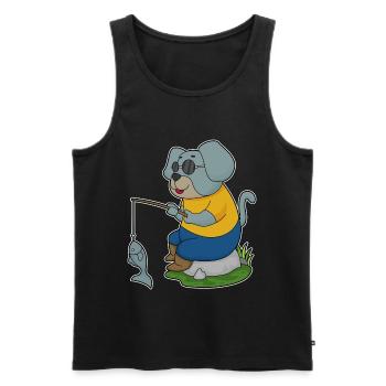 Pêche au poisson Dog Angler - Débardeur bio Premium Homme - noir - Devant - Michal (187cm)