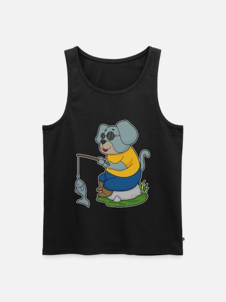 Dog Angler Fish Fishing - Men's Premium Organic Tank Top - black