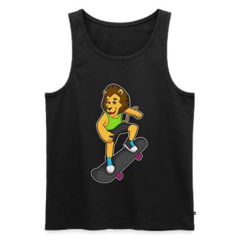 Lion Skater Skateboard - Men's Premium Organic Tank Top - black - Front - Michal (187cm)