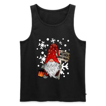 Weihnachts Zwerg Christmas Gnome mit Schneeflocken - Männer Premium Bio Tank Top - Schwarz - Vorne - AI Model Male 178 light (178cm)