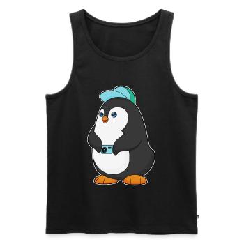 Photographe Penguin Appareil photo - Débardeur bio Premium Homme - noir - Devant - Michal (187cm)