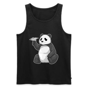 Panda Paper Plane - Men's Premium Organic Tank Top - black - Front - Michal (187cm)