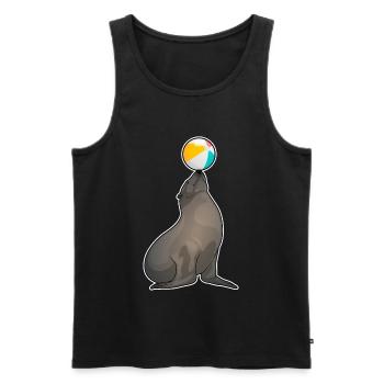 Seehund Schwimmen Wasserball Sommer - Männer Premium Bio Tank Top - Schwarz - Vorne - Michal (187cm)