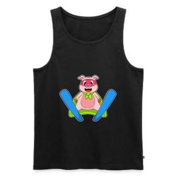 Cochon Sauteur à Ski - Débardeur bio Premium Homme - noir - Devant - Michal (187cm)