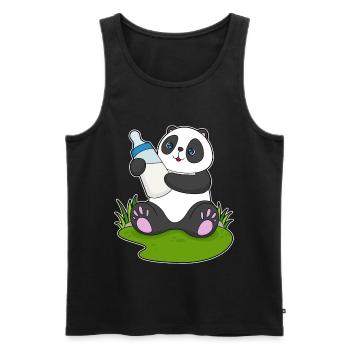 Lait pour biberon Panda - Débardeur bio Premium Homme - noir - Devant - Michal (187cm)