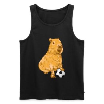 Capybara Fußball - Männer Premium Bio Tank Top - Schwarz - Vorne - Michal (187cm)
