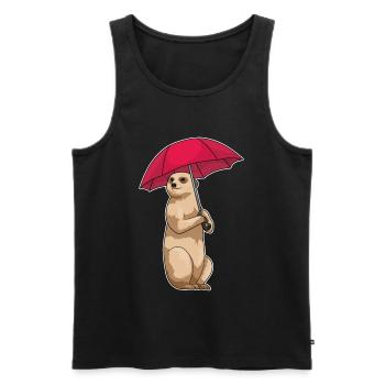 Erdmännchen Regenschirm - Männer Premium Bio Tank Top - Schwarz - Vorne - Michal (187cm)