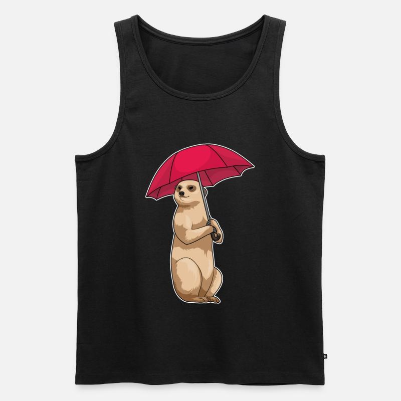 Erdmännchen Regenschirm - Männer Premium Bio Tank Top - Schwarz