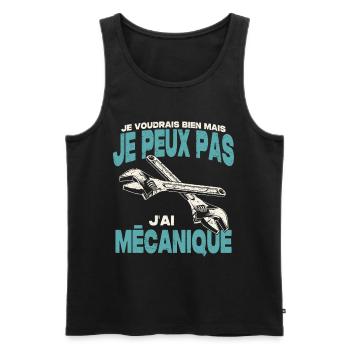 Je peux pas j'ai mécanique. - Débardeur bio Premium Homme - noir - Devant - Michal (187cm)