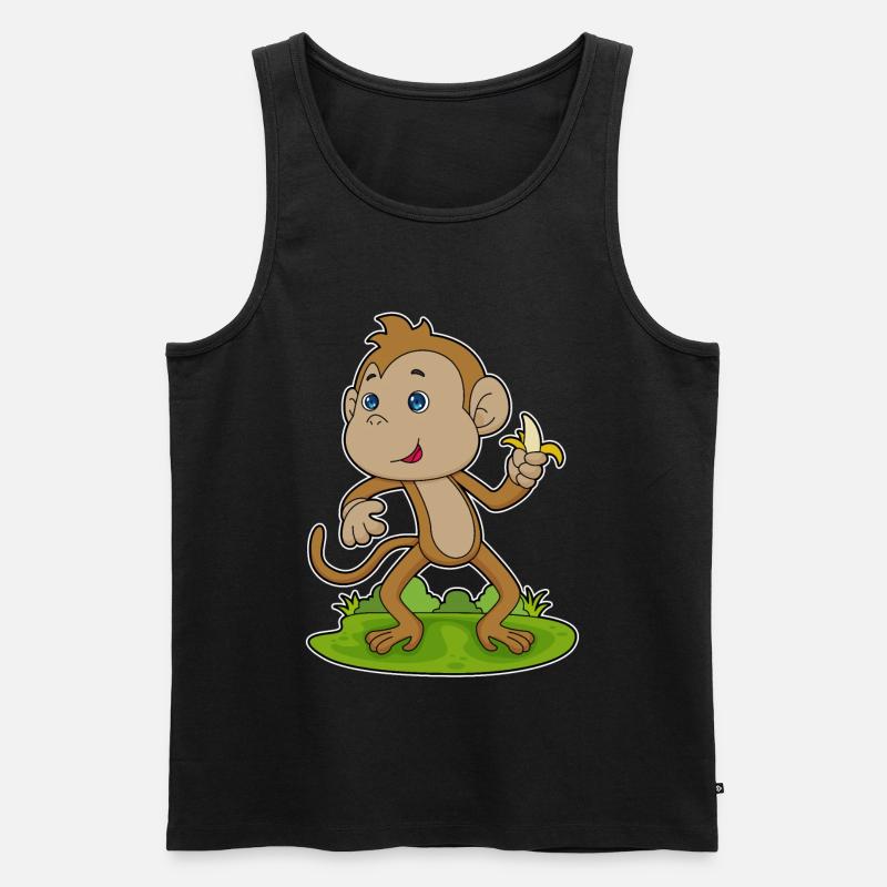 Affe Banane - Männer Premium Bio Tank Top - Schwarz