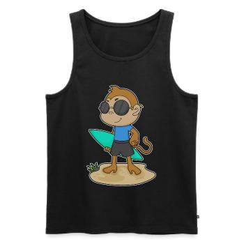 Monkey Surfing Surfboard Summer - Men's Premium Organic Tank Top - black - Front - AI Model Male 178 light (178cm)