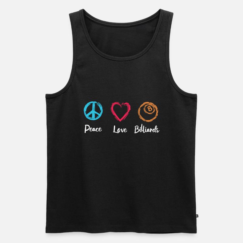 Peace Love Billiards - Männer Premium Bio Tank Top - Schwarz