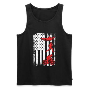 Patriotic triathlete - Men's Premium Organic Tank Top - black - Front - Michal (187cm)