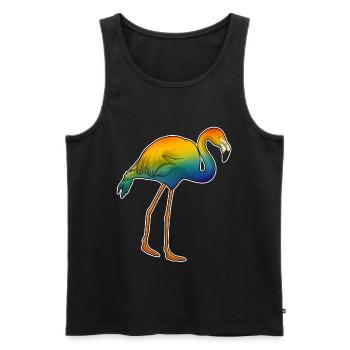 Flamant rose arc-en-ciel - Débardeur bio Premium Homme - noir - Devant - Michal (187cm)