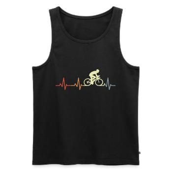 Fahrradfahrer Herzschlag - Männer Premium Bio Tank Top - Schwarz - Vorne - Michal (187cm)