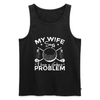 Golf Problems - Men's Premium Organic Tank Top - black - Front - AI Model Male 178 light (178cm)