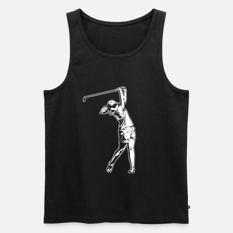 Golfer Mädchen - Männer Premium Bio Tank Top - Schwarz