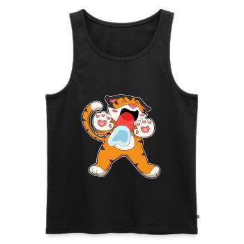 Lustiger Tiger - Männer Premium Bio Tank Top - Schwarz - Vorne - Michal (187cm)