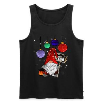 Gamer Wichtel Christmas Gnome - Männer Premium Bio Tank Top - Schwarz - Vorne - AI Model Male 178 light (178cm)