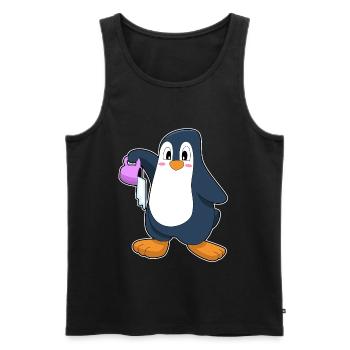 Penguin Iced Coffee - Men's Premium Organic Tank Top - black - Front - Michal (187cm)
