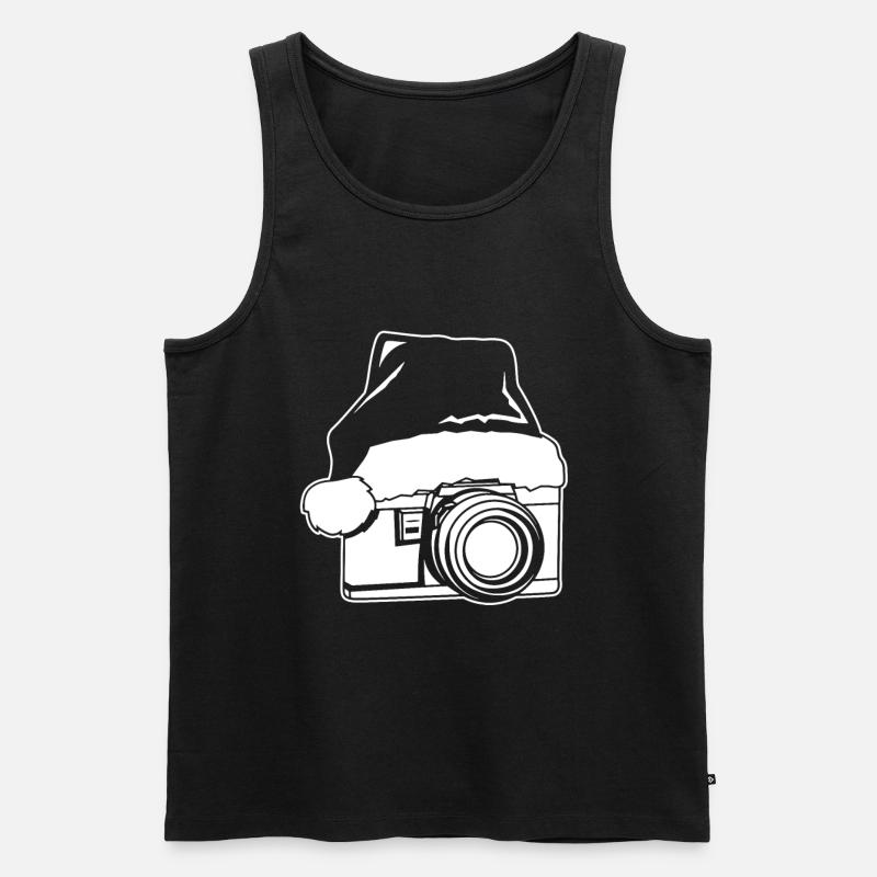 Weihnachtsmütze Kamera - Männer Premium Bio Tank Top - Schwarz