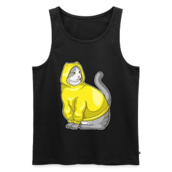 Cat Winter Pullover Hoodie - Men's Premium Organic Tank Top - black - Front - AI Model Male 178 light (178cm)